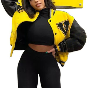 Veste bomber de baseball personnalisée pour hommes et femmes avec boutons, style varsity, logo frontal, vestes pour hommes - Product Image 2