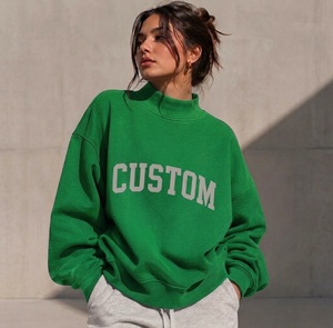 Pull oversize à col montant pour femme, broderie ton sur ton personnalisée, coupe décontractée, style contemporain, marque privée - Product Image 1
