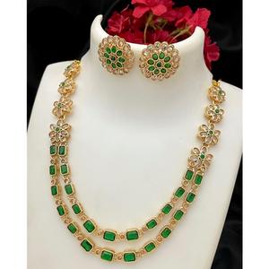 สร้อยคอประดับหินสีทองระดับพรีเมียมพร้อมต่างหูที่สวยงามสำหรับงานแต่งงานงานหมั้นของผู้หญิงและเด็กผู้หญิง - Product Image 1