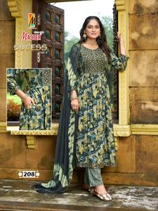 Nouvelle collection exclusive Maruti Fashion MF751 : Kurti, pantalon et dupatta Nazneen en rayonne imprimée numériquement, tenue de mariage pour femmes indiennes. - Product Image 6