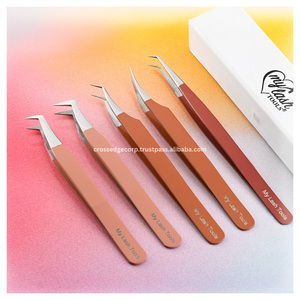 Herramienta de aislamiento de pestañas con logotipo personalizado, pinzas para extensión de pestañas, herramienta aplicadora de elevación de pestañas, punta de fibra, volumen, colores desnudos, amarre plano - Product Image 4