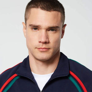 <b>Navy</b> Winter Tracksuit Set for <b>Men</b> with Custom Logo Two Piece Sportswear Solid Pattern 100% Cotton <b>Fleece</b> - Product Image 4