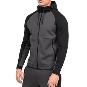 Qualité supérieure 2025 hommes Gym Fitness Tech polaire survêtement 100% coton Jogging costume avec col à capuche deux pièces ensemble d'entraînement - Product Image 4