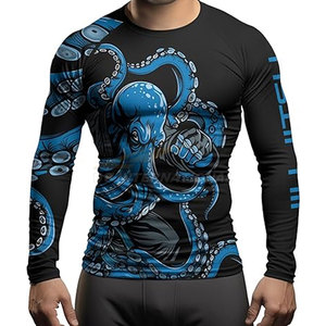 Loose Fit BJJ Rash Guard Hombres de manga larga MMA Jiu Jitsu Camisa de entrenamiento Stretch Quick Dry Grappling Top No Gi Compression - Product Image 4