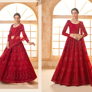 Lehenga Choli Tradicional de Alta Calidad Premium con Bordado Zari, Sin Arrugas, Protección Solar, para Eventos Culturales, Bodas y Fiestas - Product Image 1