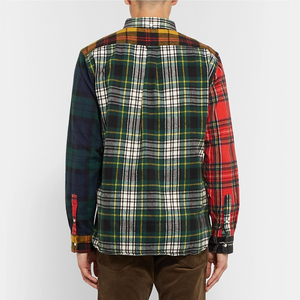 Nouvelle arrivée chemise en flanelle patchwork chemises en flanelle à carreaux boutonnées pour hommes - Product Image 2