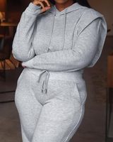 Setelan Olahraga Wanita Musim Dingin Model Crop Top Kancing Solid dan Jogger, Dua Potong Kasual untuk Fashion Streetwear