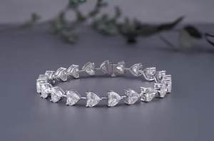 Pulsera de Plata de Ley 925 con piedra de circón en forma de corazón, rodio y chapado en oro, joyería fina para regalos de aniversario de niñas - Product Image 6