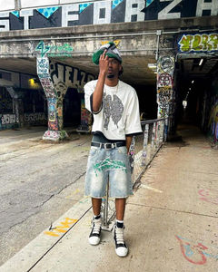 กางเกงขาสั้นผ้ายีนส์เอวกลางขาสั้นสำหรับผู้ชายกางเกงขาสั้นฟอกยีนส์ - Product Image 6