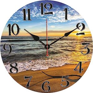 12-Inch Modern Tropical Beach Shell Meena Wall <b>Clock</b> Clear Sky Quartz 4MM Tempered Glass Silent Needle for Living - Product Image 1