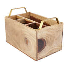 Organisateur de couverts en bois moderne avec poignées en laiton, boîte de rangement de cuisine multifonctionnelle durable pour table à manger et utilisation en restaurant - Product Image 6