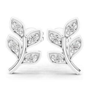 Boucles d'oreilles en forme de feuille avec diamant CVD 0,28 ct VVS-VS EF, or 18 carats, 14 carats, 10 carats et argent 925, options moissanite, or rose, or jaune, or blanc - Product Image 3