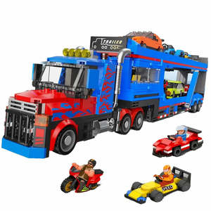 Camión de Construcción con Forma de Dibujos Animados, Juego de Construcción DIY con 7 Coches, Embalaje en Inglés - Product Image 1