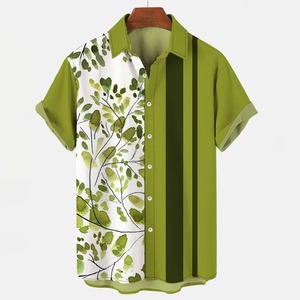 Cárdigan de un solo pecho con estampado de contraste de hojas de plantas, camisa Floral a la moda, Tops informales para oficina de vacaciones para mujer - Product Image 5