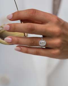 Cojín alargado 10x8 Anillo de compromiso de Halo blanco Plata Oro Nupcial Aniversario DE BODA Joyería fina - Product Image 6