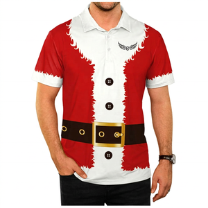 Débardeur tricoté décontracté pour homme, motif Père Noël, rouge et blanc, boutonné sur le devant - Product Image 1