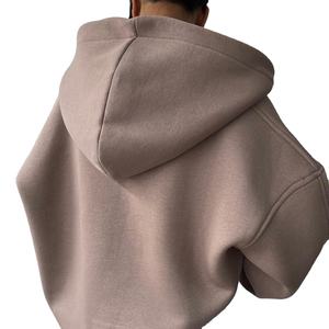 Oem Drop Shoulder Heavyweight 100% algodón de gran tamaño sudaderas con capucha de mujer de manga larga con estampado de letras sudaderas con capucha para mujer - Product Image 2