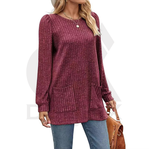 Camiseta de Manga Larga para Mujer, Holgada, Informal, con Bolsillos, Diseño de Adhesivo Personalizado, Logotipo en Color - Product Image 5