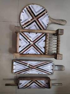 Mango Wood Cheese Board and Serving Platter Set Handmade Enamel Print Charcuterie Board Collection - Product Image 3