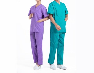 Unisex Short Sleeve Nursing Scrub Sets Knitted Fabric Medical <b>Clothing</b> Uniforms for Men and Women for Doctors - Product Image 1