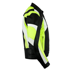 Chaqueta de moto de cuero Original negra/amarilla de carreras para hombre, protecciones interiores, chaqueta de cuero genuino para montar en motocicleta para hombre - Product Image 3