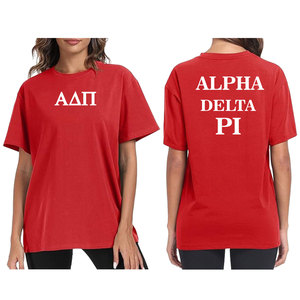 Camiseta Unisex Alpha Delta Pi para mujer, diseño de impresión de logotipo personalizado, bordado con cremallera, apliques, ropa de calle 100% algodón de alta calidad - Product Image 5