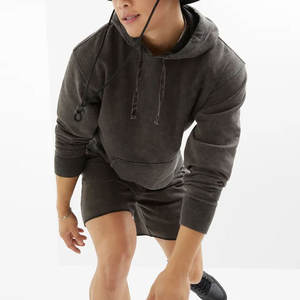 Sudadera con capucha lavada con ácido MOQ bajo precio al por mayor Sudadera con capucha lavada con ácido desgastada vintage de algodón de rizo francés para hombres - Product Image 6