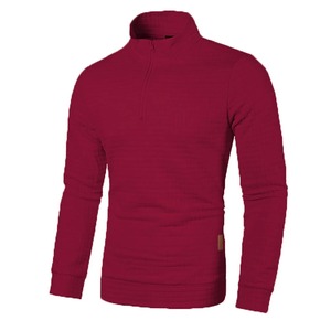 Chemises originales pour hommes T-shirt d'automne/hiver Vêtements intérieurs à la mode pour hommes Chemise à col roulé coupe ajustée Chemise à manches longues noire unie - Product Image 3