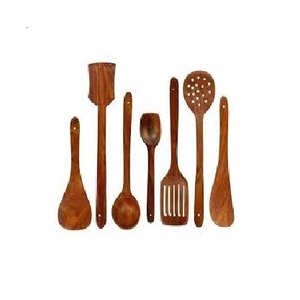 Juego de cuchara y espátula antiadherente de madera de diseño tradicional, contenedor de cucharón de 6 piezas, utensilio de cocina, juego de herramientas para servir - Product Image 4