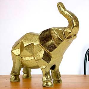 Ornamento de escultura de elefante de aluminio dorado hecho a mano: símbolo de sabiduría y elegancia para la decoración del hogar - Product Image 3