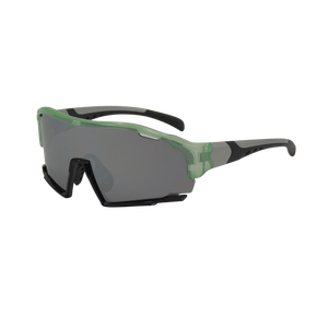 Fabricante de gafas de sol de ciclismo duraderas con opciones de logotipo personalizado Protección UV400 Marco verde y lente gris Origen de Taiwán - Product Image 1