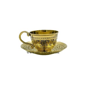 Utensilios de mesa pulidos dorados de diseño estándar, tazas y platillos de té clásicos, productos artesanales recién llegados, tazas de té, platillo - Product Image 2