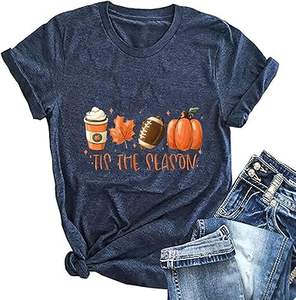 OEM ODM T-shirts graphiques décontractés pour femmes de l'automne et de Thanksgiving - Product Image 1