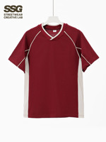 T-shirt en coton lourd 260 g/m² pour homme, col en V, rayures contrastées, coupe ample, style vintage, streetwear décontracté