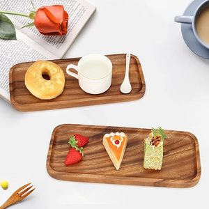 Bandeja para servir desayuno de madera artesanal de primera calidad, bandeja Rectangular para servir té y café de madera, bandeja para servir de madera hecha a mano - Product Image 5