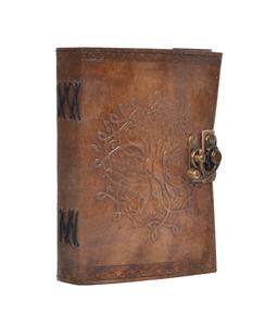 Tree of life emboss Writing Pad charcoal Notebook Leather Journal with clasp Handmade <b>Notepad</b> For Men & Women Unlined Paper - Product Image 5