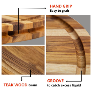 เขียงไม้สักพร้อมที่หนีบจับด้วยมือเขียงหั่นเนื้อผักสำหรับเขียงไม้ในครัว - Product Image 5