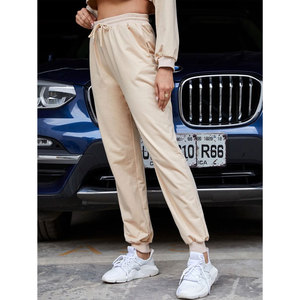 Pantalons de survêtement en molleton de coton pour femmes, respirants, décontractés, pantalons de jogging lavés, vêtements de yoga et de sport d'hiver - Product Image 5