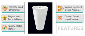 Lavabos de salle de bain sur pied personnalisés OEM Cuvette en pierre finie brillante d'approvisionnement en vrac blanche en céramique de haute qualité pour le lavage - Product Image 2