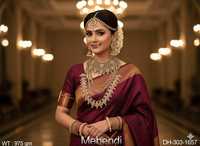 Parure de bijoux de mariée antique en laiton 975gm, design traditionnel lourd, collier et boucles d'oreilles tendance pour mariages et fêtes de fiançailles