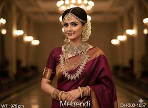 Antique 975gm Ensemble de bijoux de mariée Conception traditionnelle lourde Collier Boucles d'oreilles à la mode pour les mariages Occasions spéciales - Product Image 3