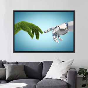 Obra de arte impresa en lienzo: Creación de Adán por Miguel Ángel, decoración moderna para el hogar, 1 pieza: con marco negro - Product Image 1