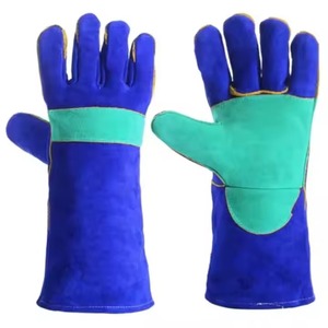 Guantes de Soldadura de Cuero Resistentes al Calor, Guantes de Seguridad con Doble Refuerzo Azul Personalizados - Product Image 4