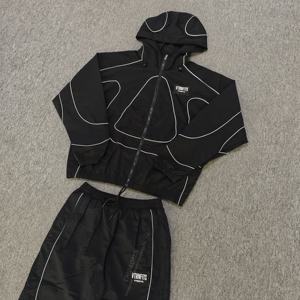 Survêtement imperméable avec logo personnalisé, réfléchissant 3M, pour hommes, fabricant OEM, designer, nylon, fermeture éclair, coupe-vent - Product Image 3