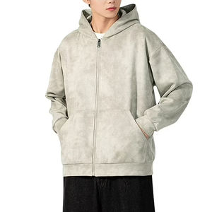 Ventes en gros de sweats à capuche streetwear personnalisés, fermeture éclair, vintage, délavé à l'acide, décoloré au soleil, pour hommes - Product Image 5