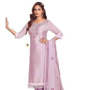 Lustre pour femme Viscose Kurtis Set avec broderie et travail manuel avec imprimé organza Dupatta pour fêtes-Vente en ligne - Product Image 1