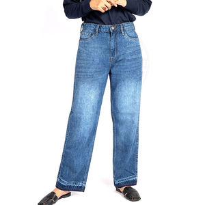 Vente chaude femmes Baggy Jeans taille haute ample décontracté Denim jambe large pantalon Multi poche nouveau Style Streetwear lavable 3D - Product Image 1