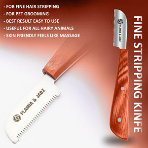 Juego de 6 herramientas de aseo canino de acero inoxidable con mango de madera, cuchillos y peines para limpieza y estilismo de mascotas - Product Image 6