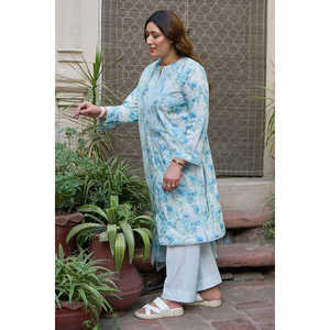 Traje de 3 Piezas BM-62020 ODM con Estampado Floral Digital y Bordado, con Dupatta de Chifón Translúcido para Uso Diario - Product Image 4