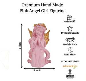 Statue de décoration d'ange rose pour fille |   Figurine de fée mignonne pour la décoration de la maison et les cadeaux |   Accent de table en résine - Product Image 5